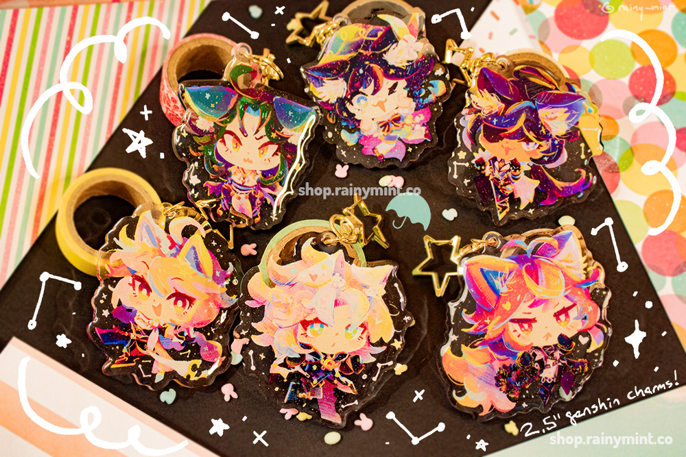 
                  
                    Load image into Gallery viewer, nya-nshin impact 2.5&amp;quot; acrylic epoxy charms! (Vol. 1)
                  
                